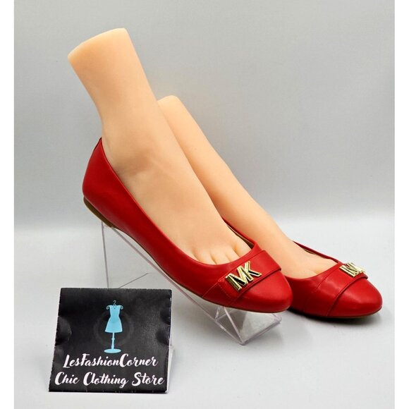 NWOB Michael Kors Women's Crimson  Jilly Gold MK Accent Ballet Flats Size 9 2303 - Picture 4 of 16